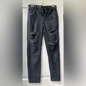 American Eagle Outfitters Black Ripped Boyfriend Jeans